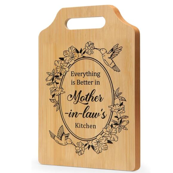 Cutting Board, Bamboo Cutting Board for Mother-in-Law 15.3"L x 7.5"W x 0.4" - Picture 3 of 7